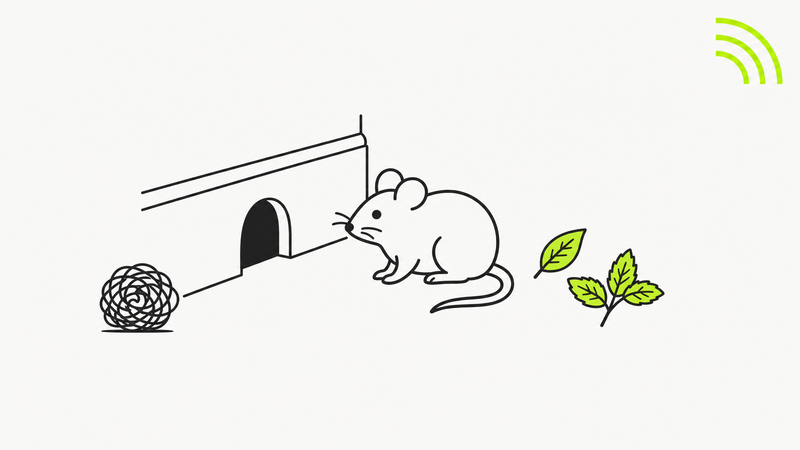Une souris devant une plinthe percee